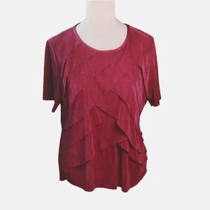 Alfred Dunner Wrinkled Short Sleeve Blouse Top Size PL Bright Fuchsia